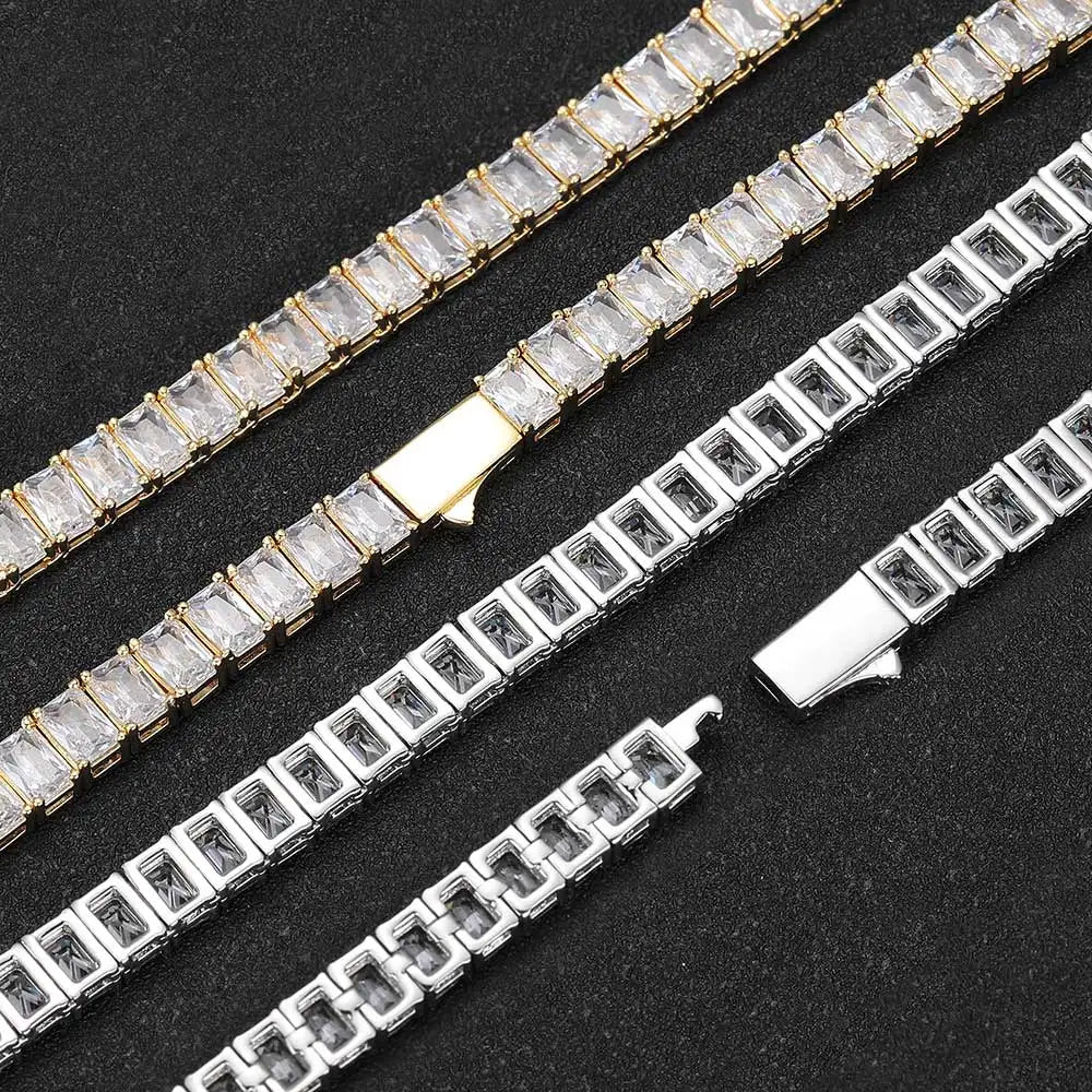 Tennis Bracelet Stainless Steel 6MM Rectangle CZ