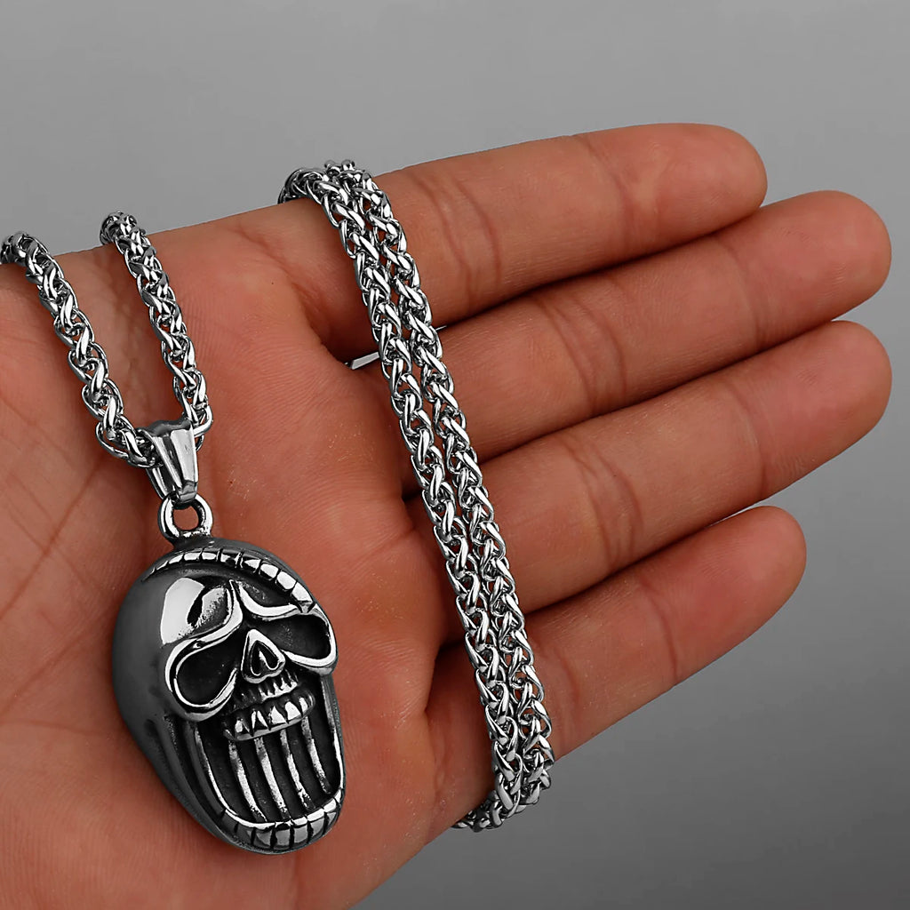 Neo-Gothic Skull Pendant Necklace — Stainless Steel