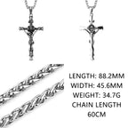 316L Stainless Steel Vintage Jesus Cross Necklace Men's Classic Religious Believer Biker Pendant Jewelry Creative Gift