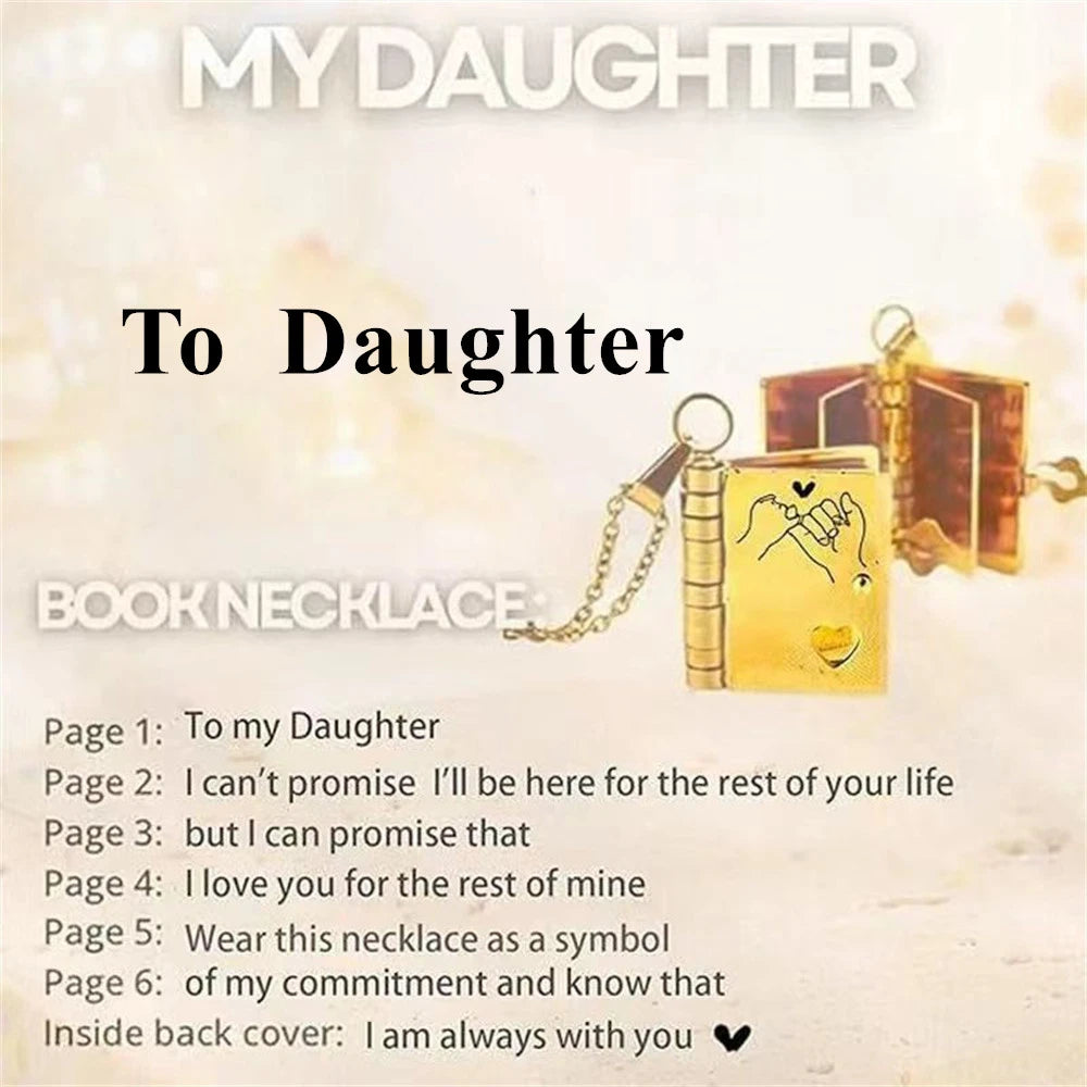 Spanish Granddaughter Book Necklace Engraved Information Heart Locket Pendant Gifts From Grandma Jewelry