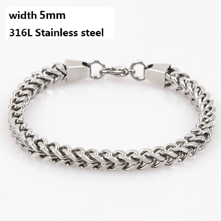 316L Stainless Steel Cuban Chain Bracelet for Men Women Figaro Vintage Metal Viking Kpop Pulseras Emo Cute Luxury