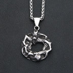 Gothic Cool Black Vikings Dragon Pendant Necklaces For Men Stainless Steel Nordic Animal Necklace Motorcycle Jewelry