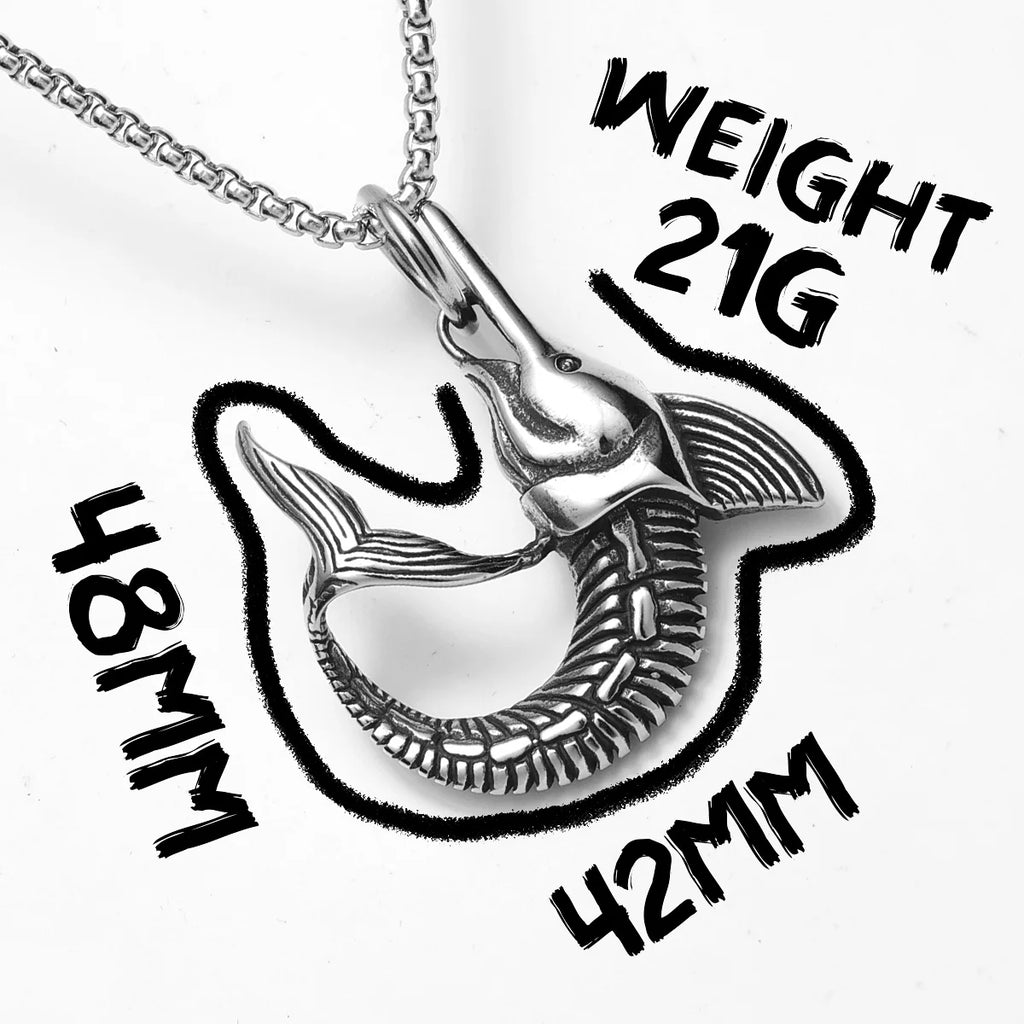 Retro Swordfish Men Necklaces with Pendant Stainless Steel Punk Jewelry for Lure Angler Gift Daily Wear Hip Hop Accessories