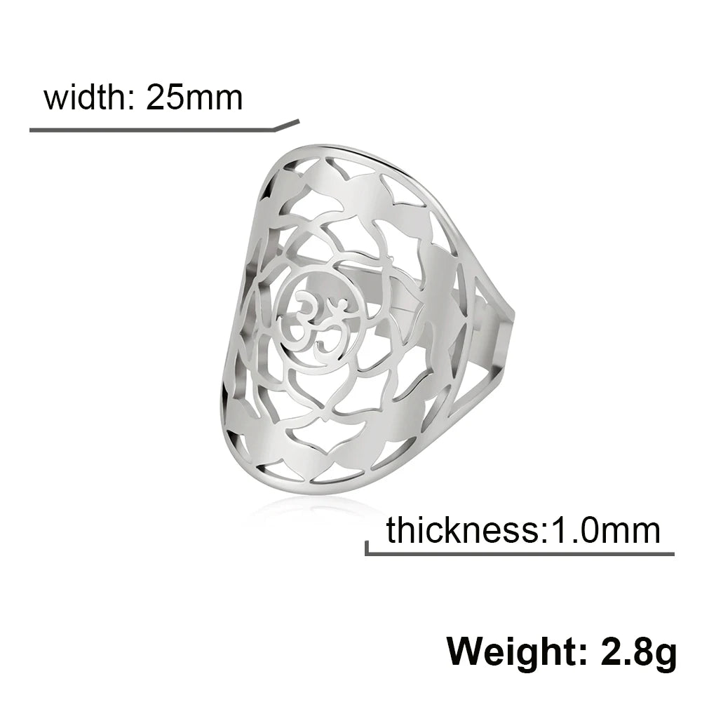 COOLTIME Sigil of Lilith Ring Vintage Stainless Steel Adjustable Pentagram Om Symbol Magic Couple Rings Amulet Jewelry