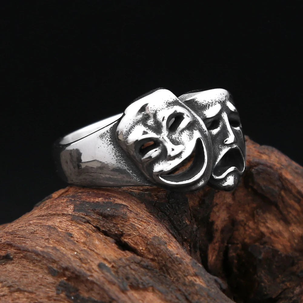 Steel Ring Vintage 316L Stainlesss Cry Smile