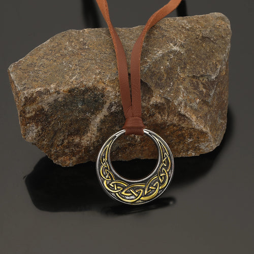 Vintage Viking Celtic Knot Round Pendant Necklace Adjustable Pu Leather Necklace Norwegian Nordic Style Jewelry Fashion