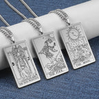 Dawapara Vintage Tarot Card Necklace The Major Arcana Pagan Astrology Talisman Pendants Necklace Stainless Steel Jewelry