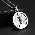 Vintage Christian Jesus Cross Stainless Steel Pendant Little Angel Prayer Necklace Men Women Faith Amulet Jewelry