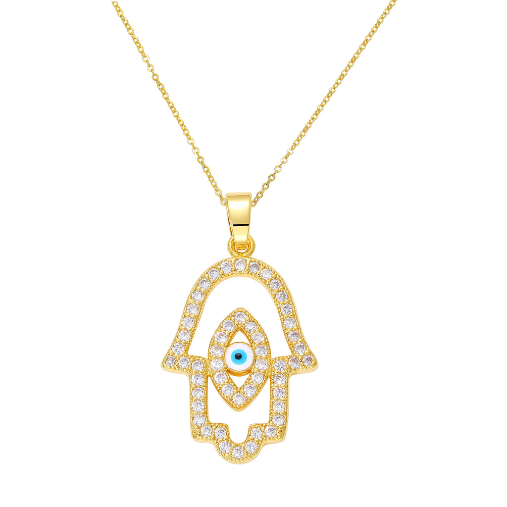 Iced Out Hamsa Copper Bracelet — Adjustable