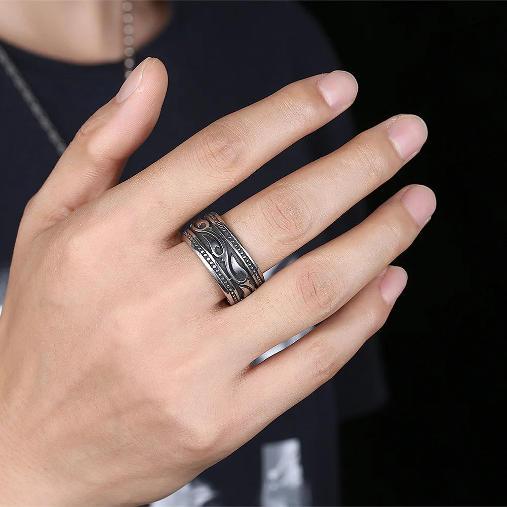 13mm Wide North Austrian Pirate Witch Celtic Knot 316L Stainless Steel Men's Ring Retro Carved Pattern Party Punk Accessory