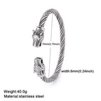 My Shape Viking Animal Cuff Bangles for Men Punk Wolf Lion Leopard Skeleton Stainless Steel Bracelet Nordic Vintage
