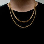 Vnox 3mm/5mm Cuban Chain Necklace for Men,Twisted Rope Links Collar,Stacked Stainless Steel Simple Basic Classic Unisex Necklace