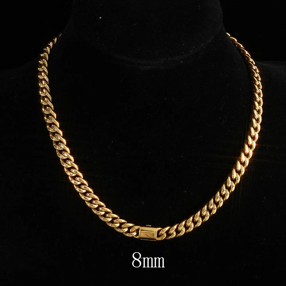Stainless Steel Cuban Chain Necklace Miami 8-14MM