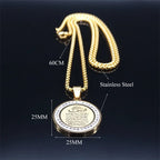 Muslim Islamic Religious Stainless Steel Crystal Necklace Women Islam Quran Allah Pendant Necklaces Arabic Jewelry