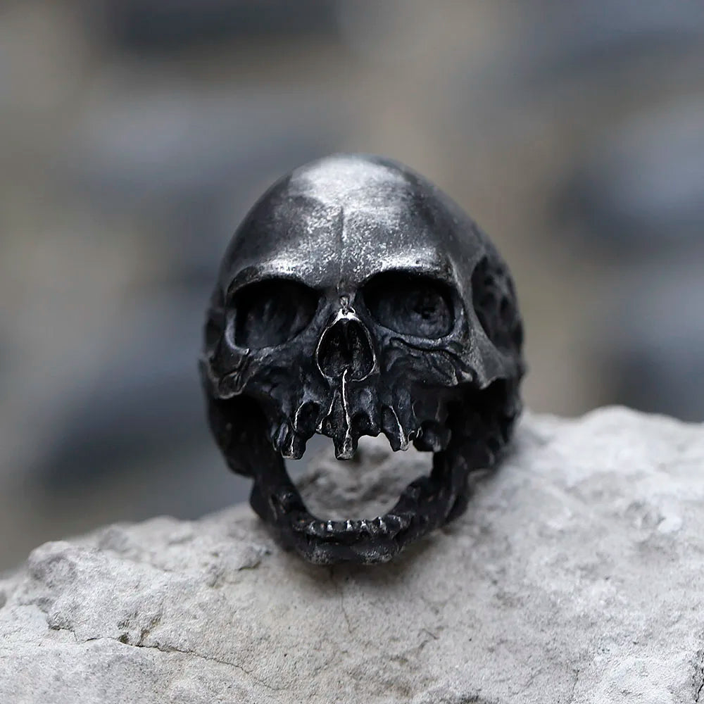 Large Skull Ring — Stainless Statement Gothic