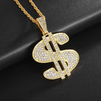 Hip Hop Iec Out Put Crystal Zirconia Dollar Sign Pendant Necklace Fashion Punk Cool Rock Rap Party Jewelry Accessories