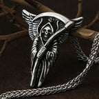 Gothic Grim Reaper Death Scythe Skull Necklace For Men Punk Biker Stainless Steel Chain Necklace Pendant Male Hip Hop