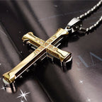 Iced Out Cross Black Pendant Zircon Punk