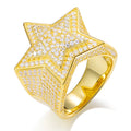 TUHE Unisex Hip Hop Men Moissanite Rings S925 Silver Jewelry For Men Star Ring Hip Hop Jewelry Gift
