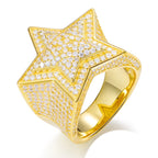 TUHE Unisex Hip Hop Men Moissanite Rings S925 Silver Jewelry For Men Star Ring Hip Hop Jewelry Gift