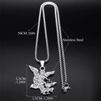 Archangel St.Michael Protect Me Necklace for Women Men Stainless Steel Saint Protection Chain Jewelry corrente