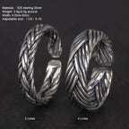 S925 Sterling Silver 2 and 4 Lines Braided Rings Handmade Viking Bands Adjustable Size 5-10 Handcrafted Jewelry
