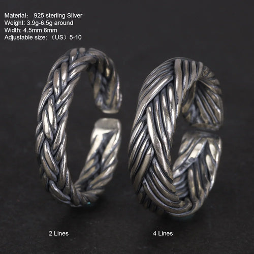 925 Sterling Silver Viking Braided Band Ring