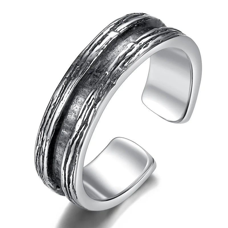 New Arrival 925 Silver Ring Open Size Retro Men Jewelry Personality Multi Lines Design Male Index Finger Accessories