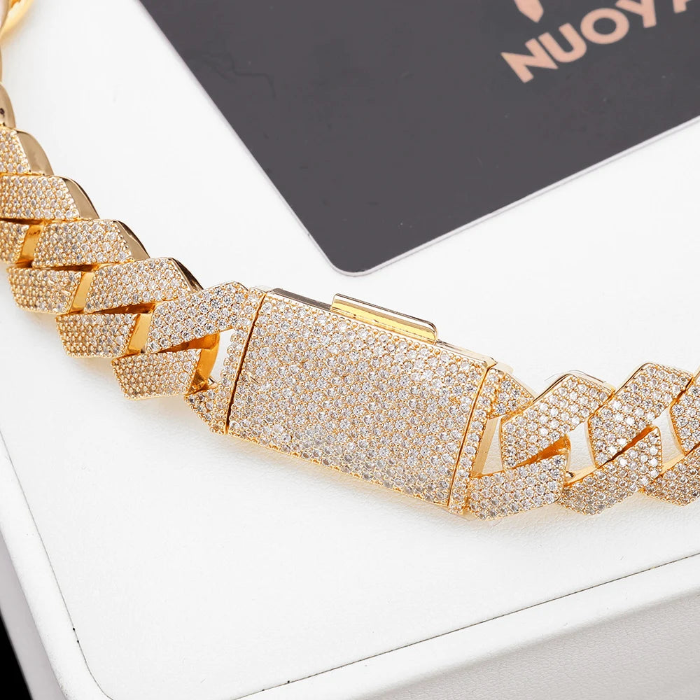 Iced Out Cuban Chain Necklace Stainless Steel 15MM