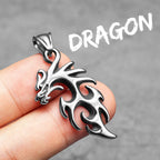 Tribal Dragon Pendant Necklace — Stainless Steel
