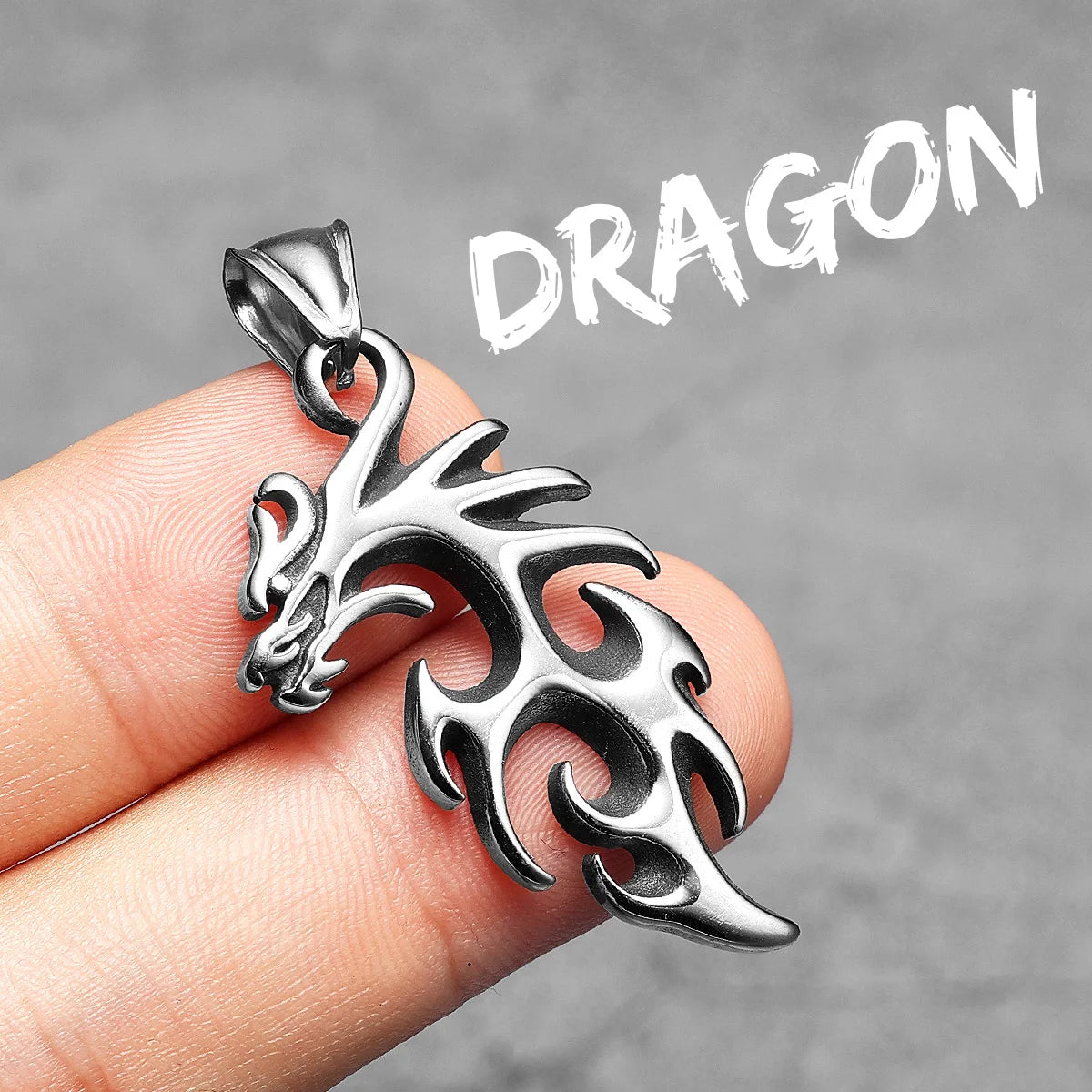 Tribal Dragon Pendant Necklace — Stainless Steel