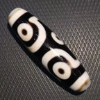 Natural Tibetan Genuine Agate Stone Pure Black and White Cross Six-Eyed Dzi Bead Collarbone Necklace Pendant Bracelet