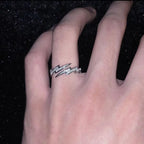 Adjustable Lightning Zircon Ring, Stainless Steel Punk Jewelry for Women Men, Comfort Fit Daily Wear Gift Idea