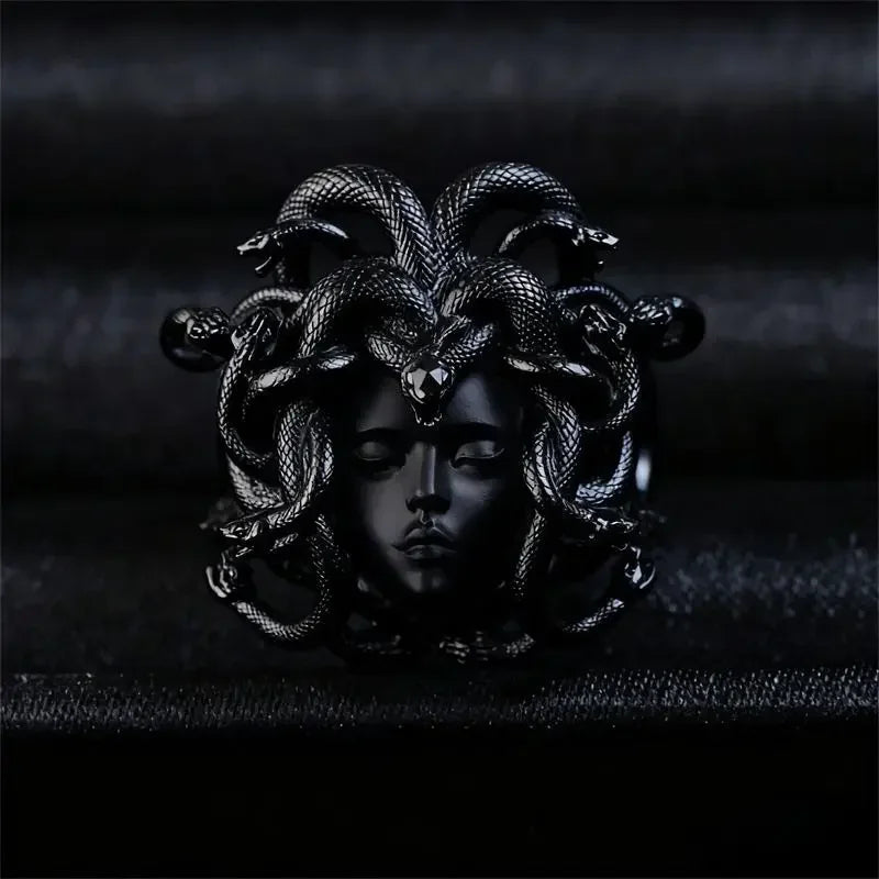 Ancient Greek Medusa Queen Coin Finger Ring — Vintage Style