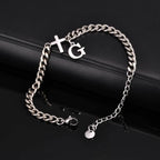 Cross Letter Chain Bracelet — Stainless Steel