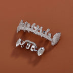 Edgy Trendy Irregular Hollow Star Fangs Teeth Grillz Hip Hop Rapper Street Fashion Halloween Party Wear Novelty Mouth