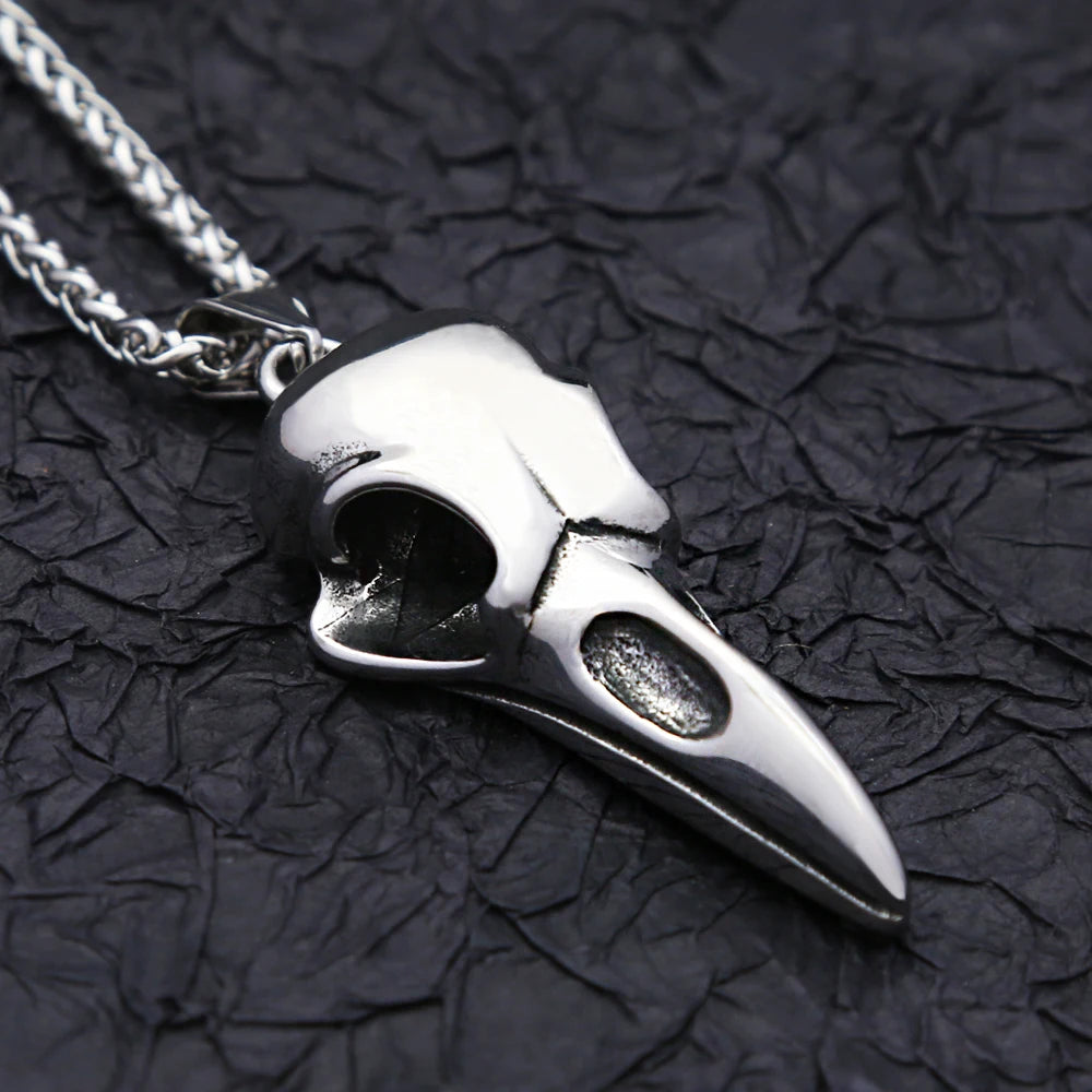 Crow Skull Pendant Necklace — Stainless Steel