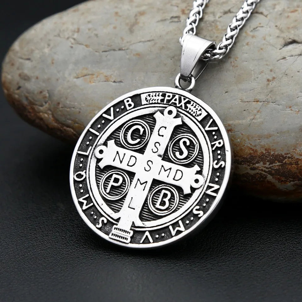 Saint Benedict Steel Pendant Vintage 316L Exorcism