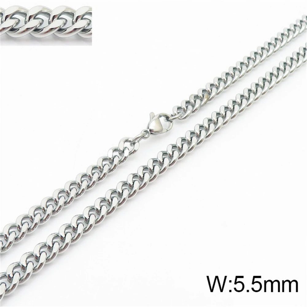 Punk Curb Cuban Link Chain Men Women Stainless Steel Long Necklace Fashion Tide Hip Hop Sweater Accessories Party Jewelry Gifts