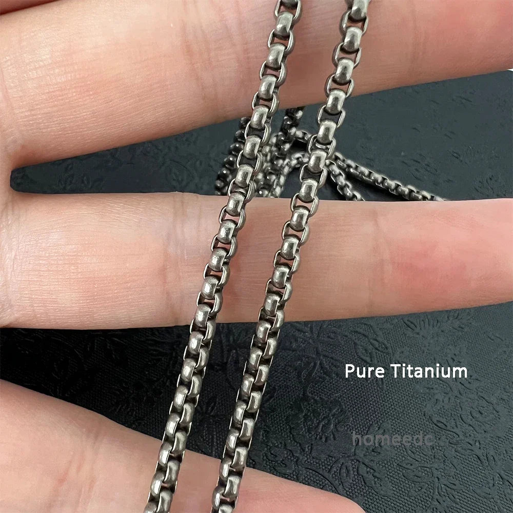 Fashion 3mm Width Pure Titanium Square Box Chain Necklace for Men Women Durable Anti-allergy Titanium Rolo Link Chain Necklace