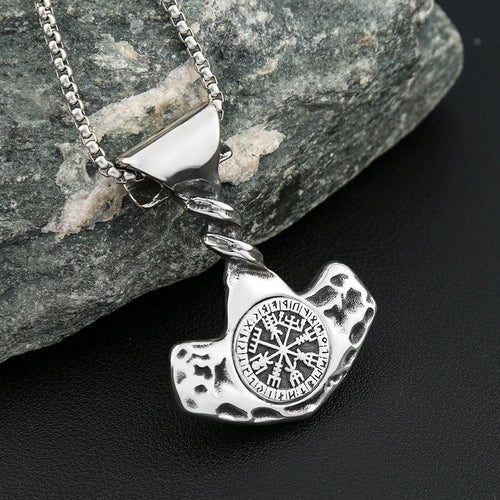 Compass Thor Hammer Steel Pendant Vintage Nordic