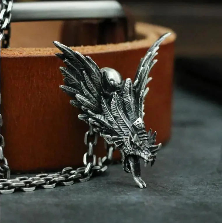 Mayan Mythology Quetzalcoatl Courquin Pendant Necklace Retro Fashion Necklace Handsome Trend Sweater Chain