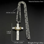 Crown of Thorns Jesus Cross Pendant — Two-Tone