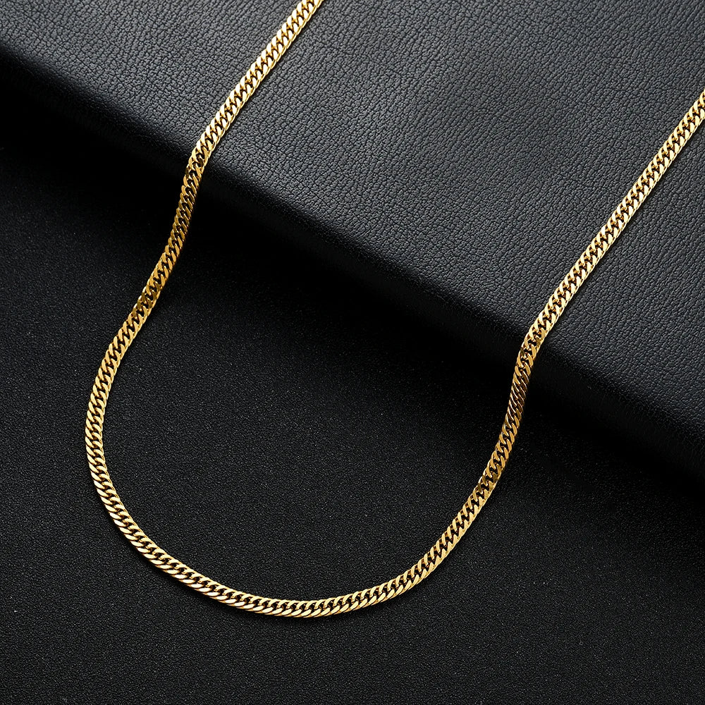Gold Cuban Chain Necklace 4mm — Stainless Steel