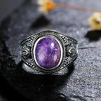 Sterling Silver 925 Vintage Rings Oval 8X10mm Rings Black Onyx Natural Fine Jewelry For Men Women Rhodochrosite Rings