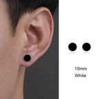 Trendy HipHop Titanium Steel Round Men's Stud Earrings Hippie Stainless Steel Black Drip Earings for Men Couple