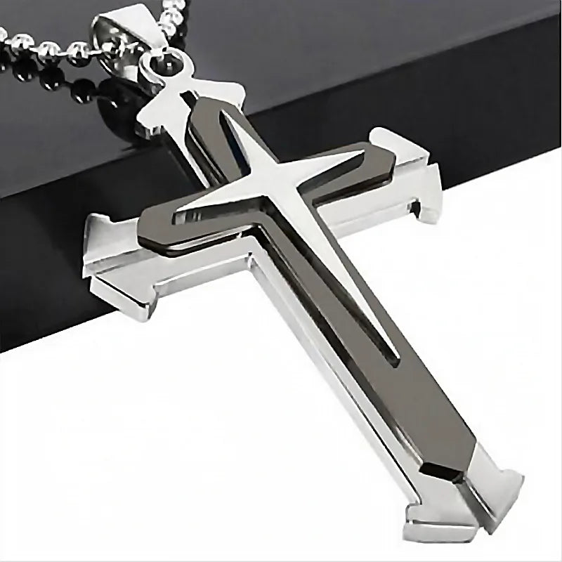 Iced Out Cross Black Pendant Zircon Punk