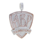New Iced Out Bling CZ Letter Cross Pendant Necklace Various Design 5A Zircon Two Tone Color Badge Charm Men's Hip Hop