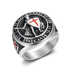 Knights Templar Crusader Shield Cross Ring — Stainless Steel