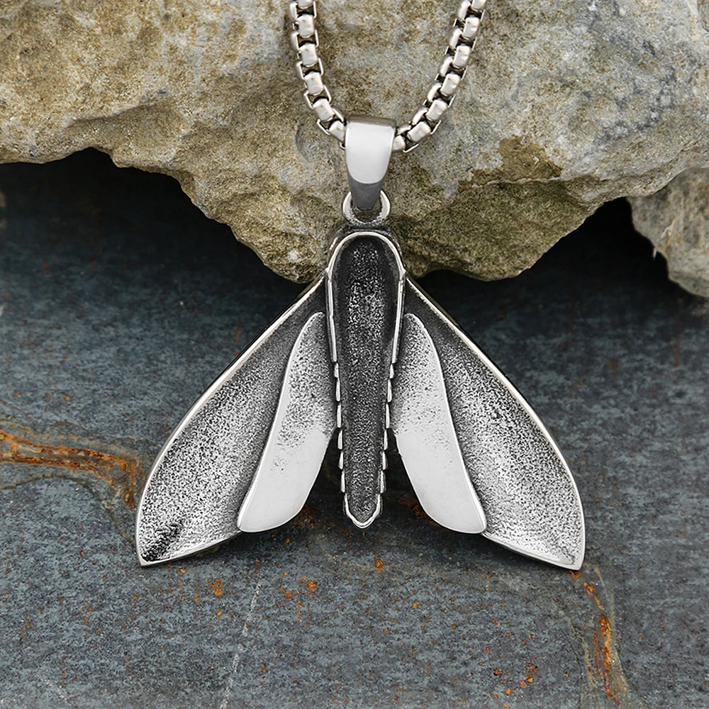 Death's-Head Moth Skull Pendant Necklace — Stainless Steel